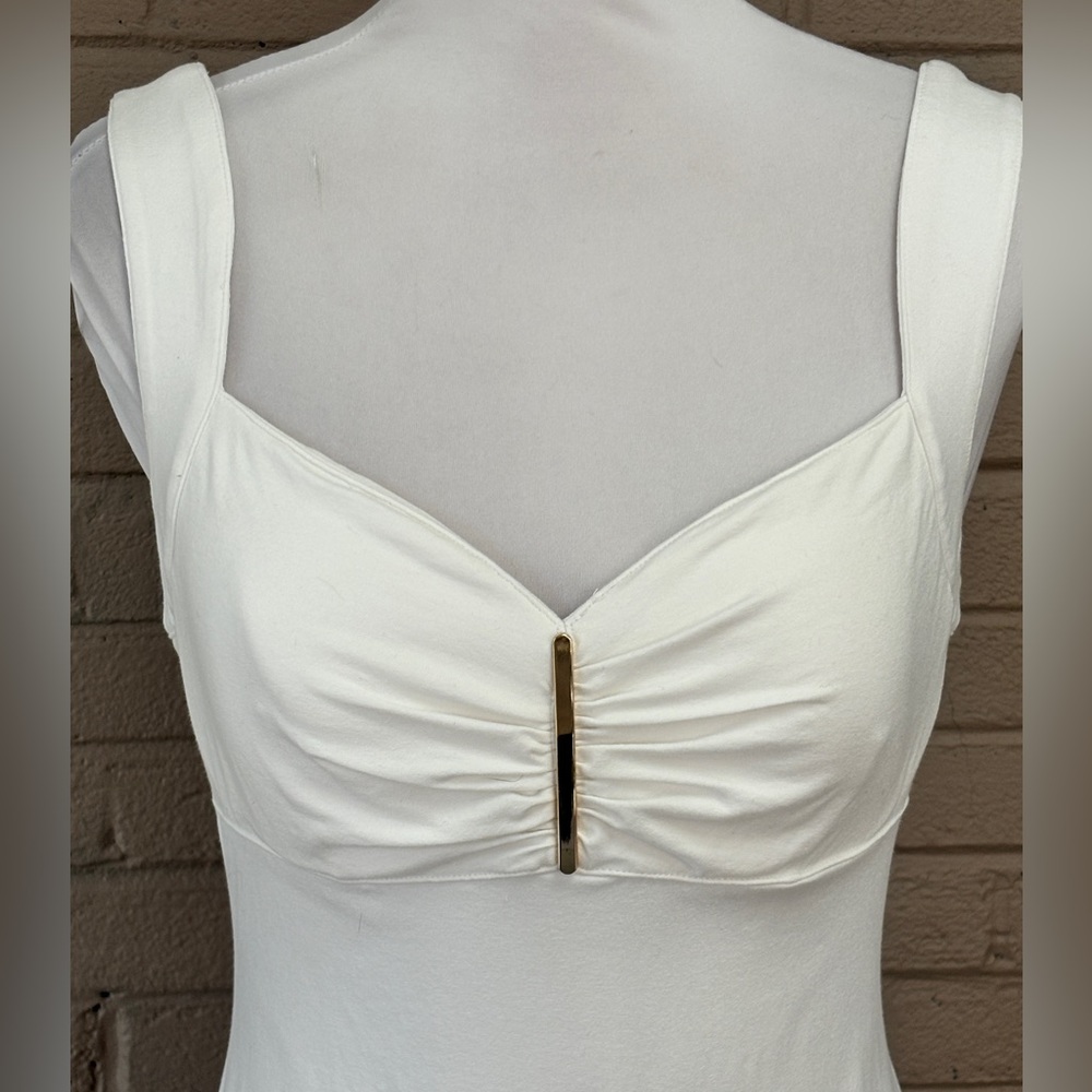 Cach’e white ruched top L - Picture 2 of 10